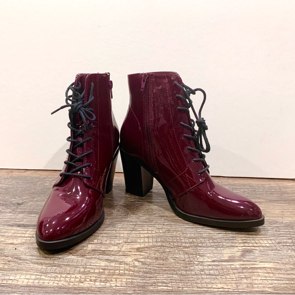 Burgundy Heeled Ankle Boots